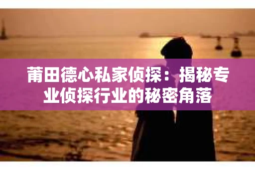 莆田德心私家侦探：揭秘专业侦探行业的秘密角落